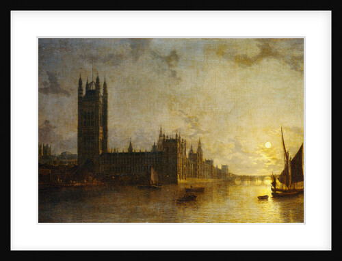 Westminster Abbey, the Houses of Parliament with the Construction of Westminster Bridge by Henry Pether