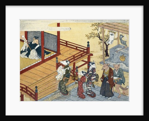 Print Depicting Arriving Figures by Minko and His Circle