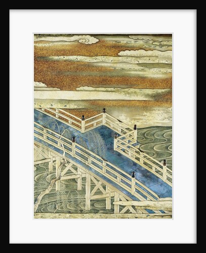 19th-Century Japanese Lacquer Writing Box Depicting River Scenes by Anonymous