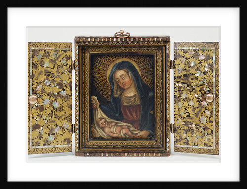 Momoyama Period Portable Shrine Depicting the Virgin and Child (Open) by Anonymous
