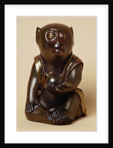Gold Lacquered Oikimono of a Macaque Monkey by Anonymous