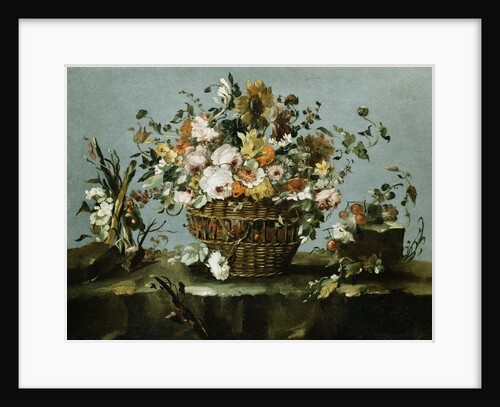 Flowers in a Basket and Flowers, a Sprig of Cherries Attributed to Francesco Guardi by Anonymous