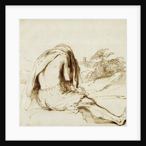 Ink Drawing of a Male Bather by Guercino