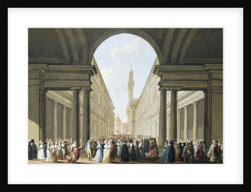 Painting of Visitors Before the Uffizi and Piazza della Signoria by Giuseppe Maria Terreni