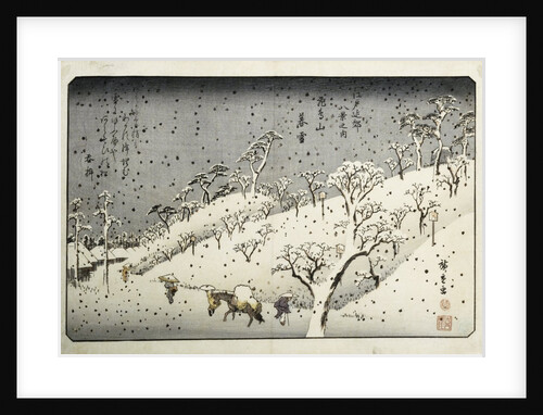 Evening Snow at Asuka-yama from the Series Eight Views of the Suburbs of Edo by Hiroshige Utagawa