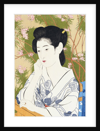 A Bust Portrait of a Young Woman Leaning on a Balcony by Goyo