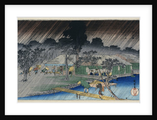 Twilight Shower at Tadasu Bank, from the Series Famous Places of Kyoto by Utagawa Hiroshige