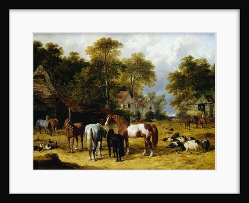 Horses, Cattle, Pigs and Chickens in a Farmyard by John Frederick Herring