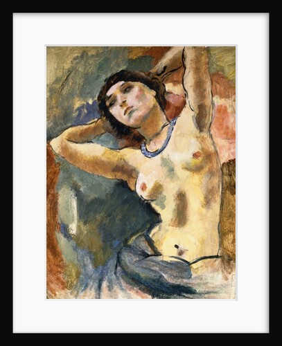 Brunette with a Blue Necklace by Jules Pascin