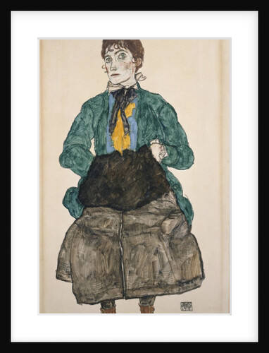 Woman in a Green Blouse with a Muff by Egon Schiele