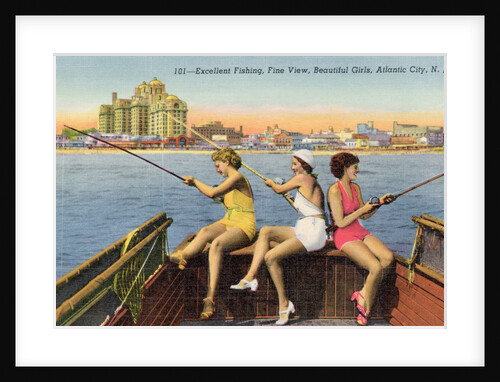 Women Fishing on Back of Boat by Anonymous
