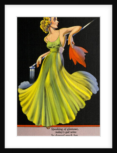 Woman Posing in Green Dress by Anonymous