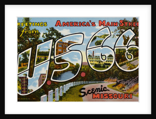 Greetings from U.S. 66 in Scenic Missouri Postcard by Anonymous