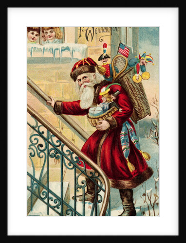 Postcard of Santa Claus Carrying Toys by Anonymous