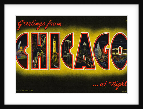 Greetings from Chicago at Night Postcard by Anonymous