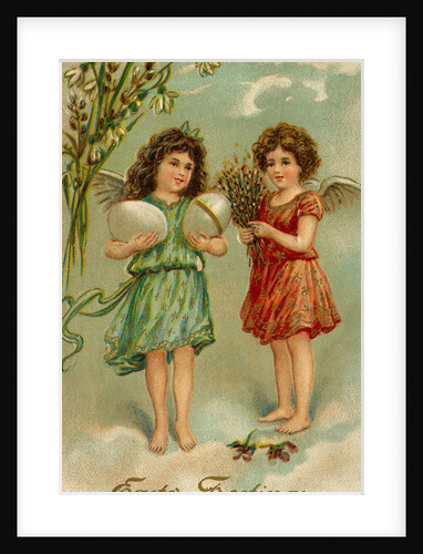 Postcard of Easter Greeting with Angelic Girls by Anonymous