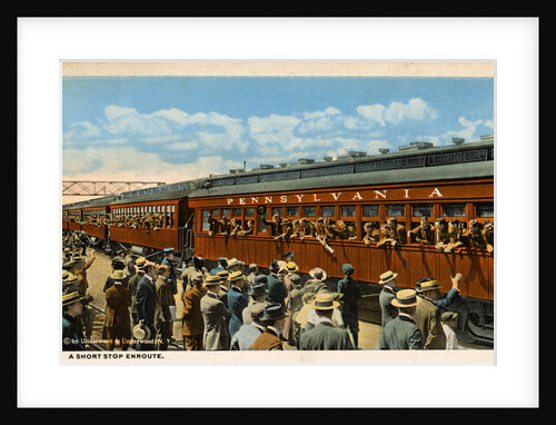 Postcard of Troops Waving from Passing Train by Anonymous