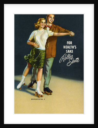 For Health's Sake, Roller Skate Postcard by Anonymous