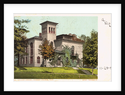 College Library, Amherst College, Mass. Postcard by Anonymous