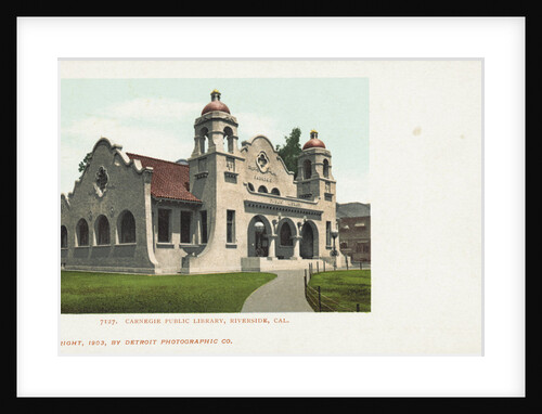 Carnegie Public Library, Riverside, Cal. Postcard by Anonymous