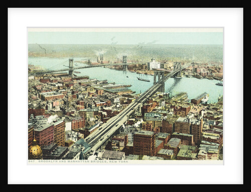 Brooklyn and Manhattan Bridges, New York Postcard by Anonymous