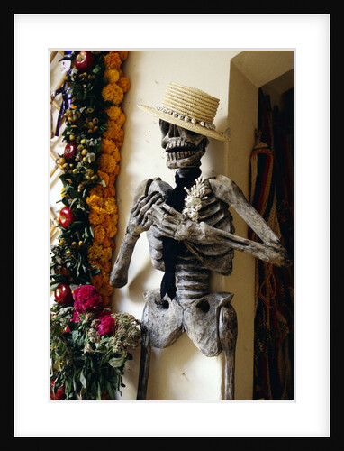 Day of the Dead Skeleton and Flowers by Anonymous