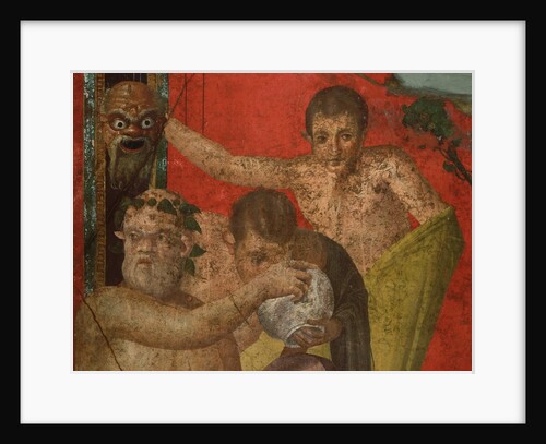 Detail of Silenus and Satyrs from Initiation into the Cult of Dionysus Fresco Cycle at the Villa of Mysteries by Anonymous