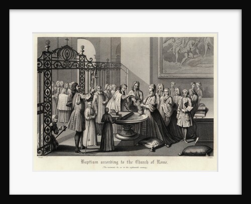 Engraving of a Roman Catholic Baptism by Anonymous