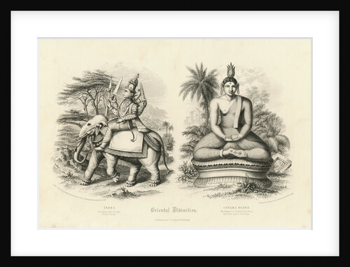 Engraving of Indra and Gautama Buddha by Anonymous