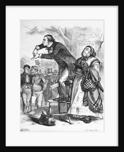 Political Cartoon Depicting William Gladstone Speaking Beside Queen Victoria by Anonymous
