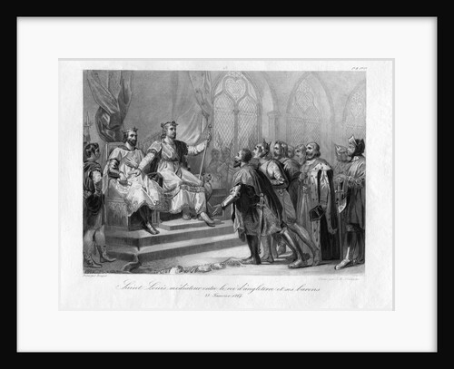 Saint Louis Mediating Between the King of England and His Barons Engraving by Jean-Mathias Fontaine