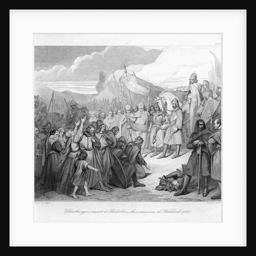 Witkind's Submission to Charlemagne in Paderborn 19th-Century Engraving by Anonymous