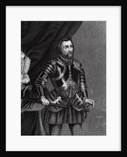 Hernan Cortes Engraving by John William Cook