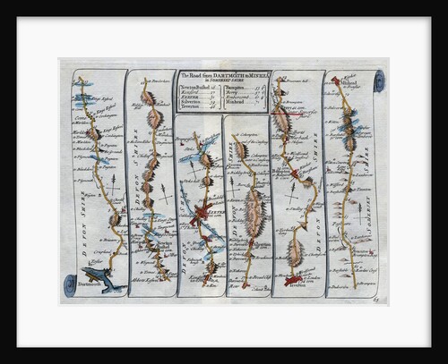 Old Map of the Road from Dartmouth to Minhead in Somerset-Shire by Anonymous