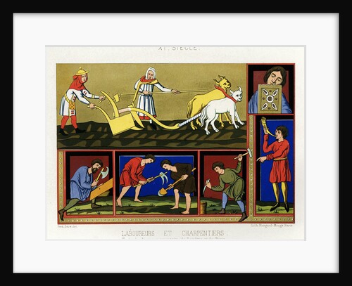 Book Illustration of People at Work in the 11th-Century by Anonymous