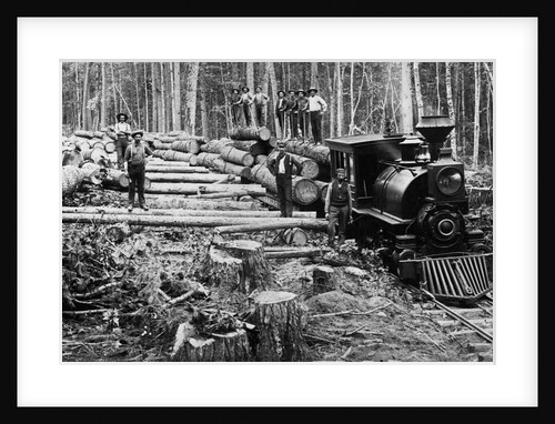 Loggers and Logging Locomotive by Anonymous