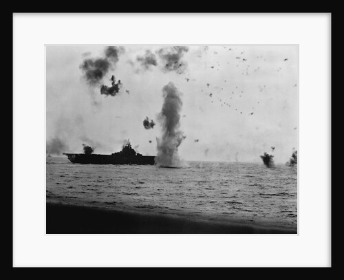 Japanese Kamikaze crashes alongside the USS Essex (CV9) as seen from the USS Randolph (CV 15). May 14, 1945 by Anonymous