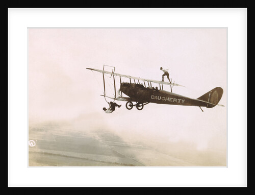Photograph of a Wingwalkers on a Biplane by Anonymous