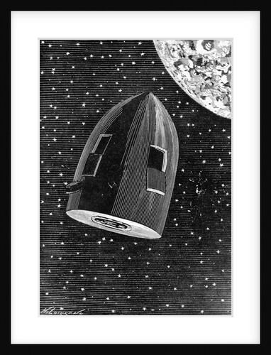 Rocket Capsule Illustration from the 1872 Edition of From the Earth to the Moon by Jules Verne