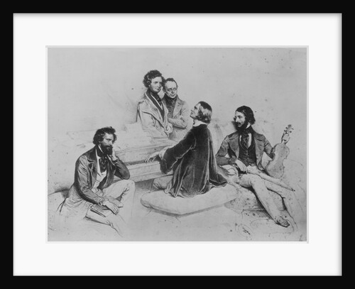 Franz Lizst at Piano with Friends by Anonymous