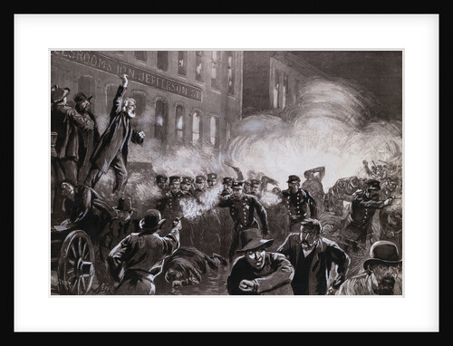 Illustration of Haymarket Riot in Chicago by T. de Thulstrup