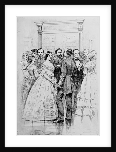 Engraving of Jefferson Davis and Wife Greeting Guests by Anonymous