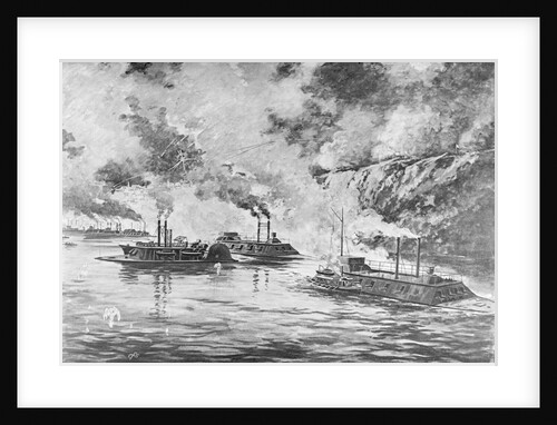 19th-Century Print Showing Rear Admiral Porter's Flotilla Arriving at Vicksburg by Anonymous