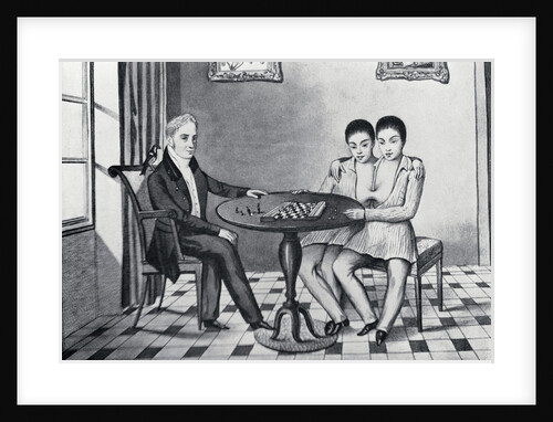 Depiction of Siamese Twins Playing Chess by Anonymous