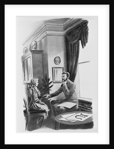 Lithograph of Alexander Graham Bell Teaching Deaf Student by Anonymous