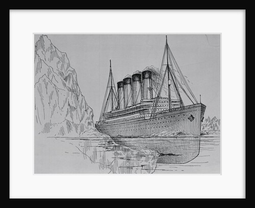 Drawing of the Titanic Hitting an Iceberg by Anonymous
