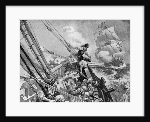 Pirate Ship in Pursuit of Merchant Vessel with Booty by Anonymous