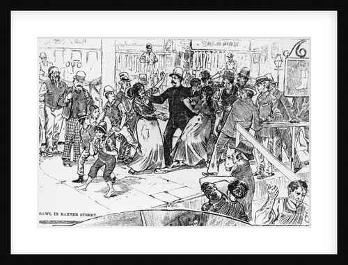 Woodcut Depicting Brawl in Baxter Street by Anonymous