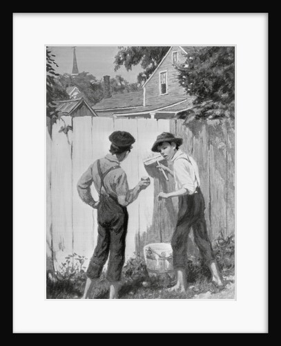 Tom Sawyer Washing the Fence Book Illustration from Mark Twain's The Adventures of Tom Sawyer by Anonymous
