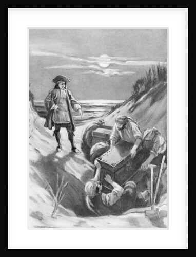 Illustration of Captain Kidd Burying Treasure by Anonymous